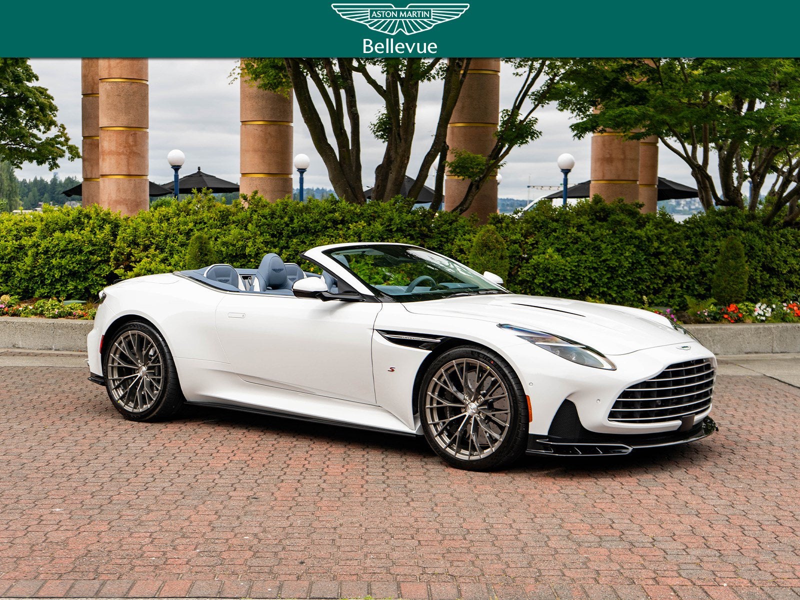 2026 Aston Martin DB12 S Volante Volante in Zenith White — front three-quarter view
