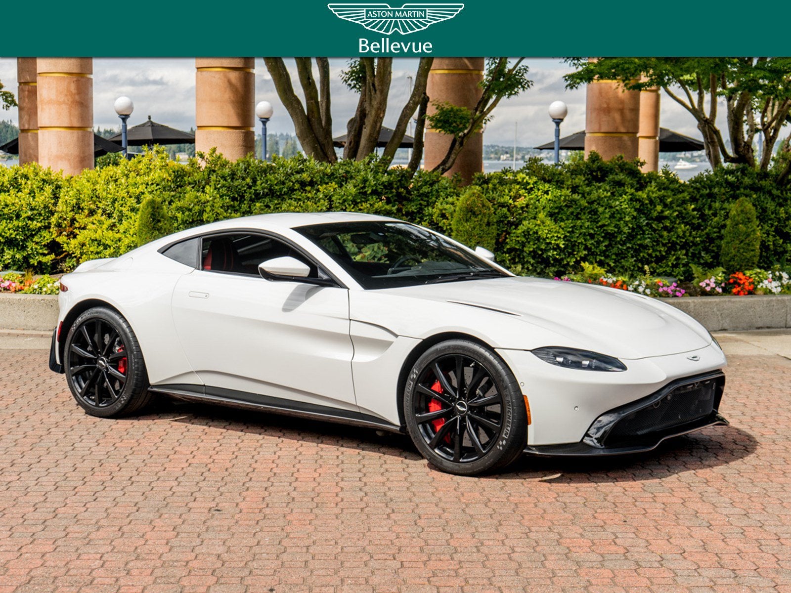 2020 Aston Martin Vantage Coupe in White Horse — front three-quarter view